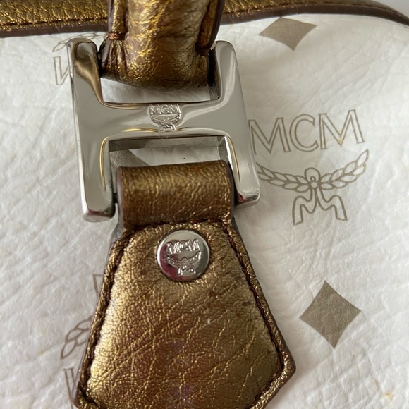 MCM White and Gold Handbag Euc - Picture 4 of 16